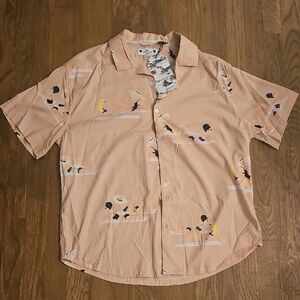 Free Planet Surfer Beach Lightweight Buttondown Sz M Shirt Business Casual Prep